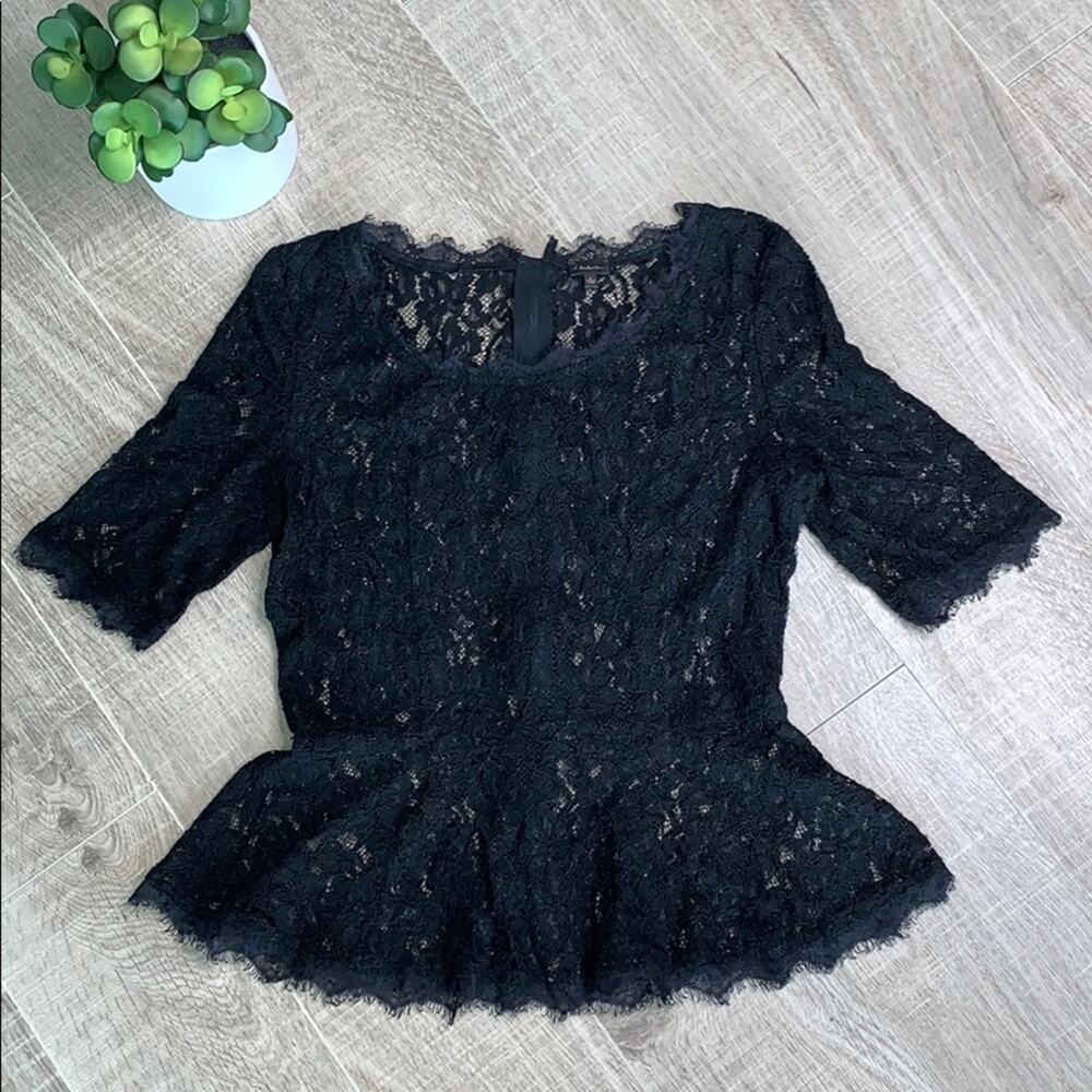 Aritzia Black Lace Peplum Blouse